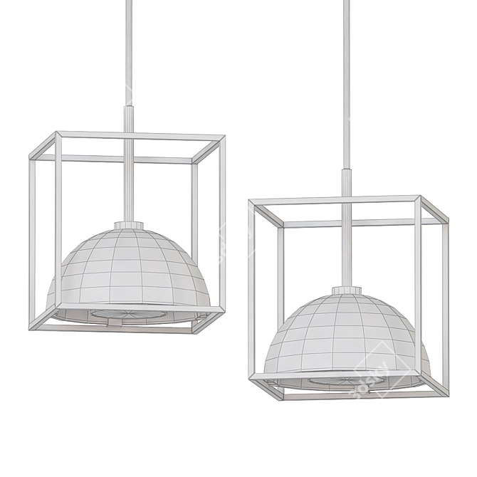 Elegant Marble Square Pendant 3D model image 2