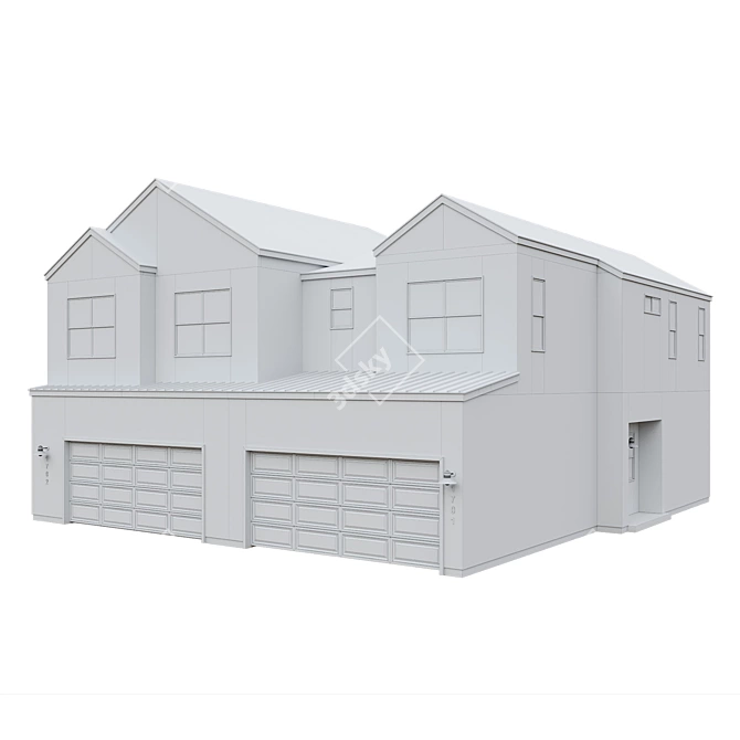 Modern Low Poly American House 3D model image 5