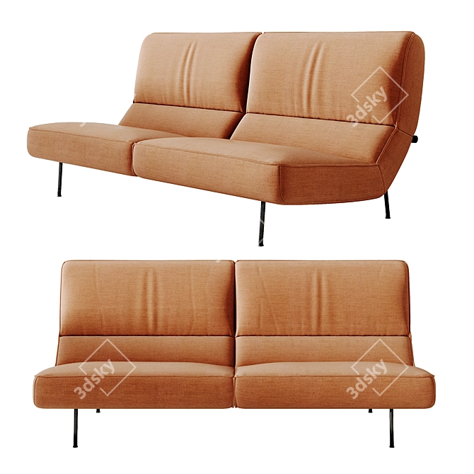 Cozy Two-Seater Lounge Sofa 3D model image 1