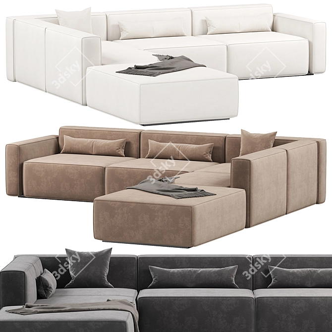 Modern Modular Sectional Sofa Set 3D model image 1