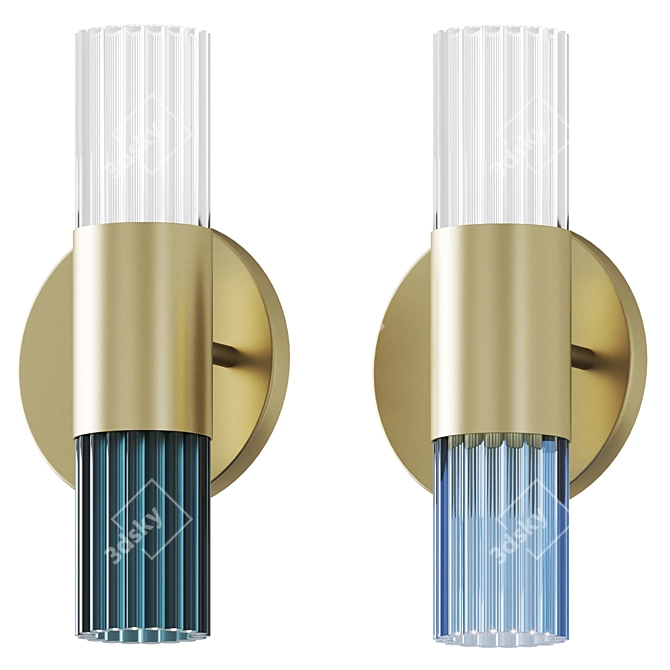 Elegant Brass Glass Wall Sconce 3D model image 2