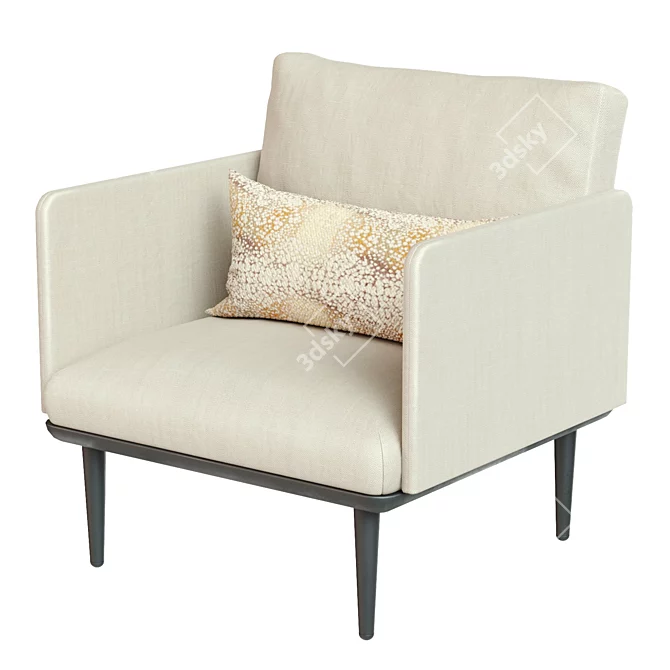 Stylish One-Seater Lounge Chair 3D model image 2
