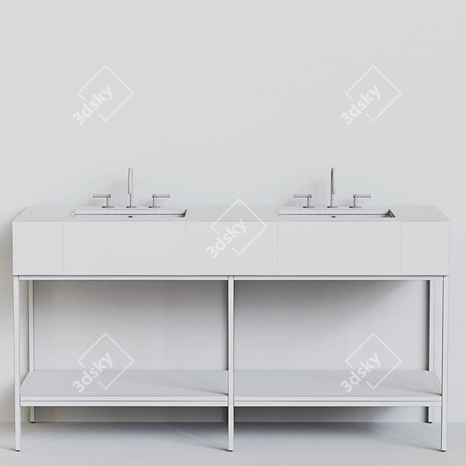 Concrete Double Vanity: West Elm 3D model image 3