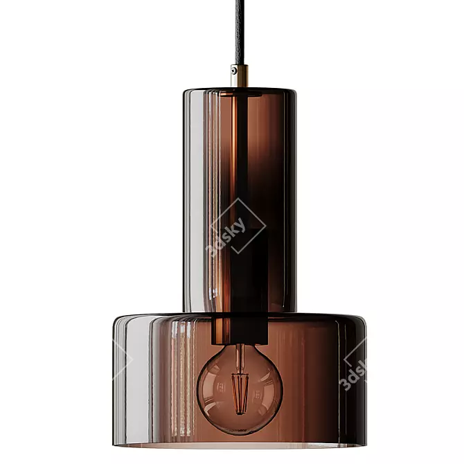 Brown Glass Pendant Lamp by Hubsch 3D model image 2