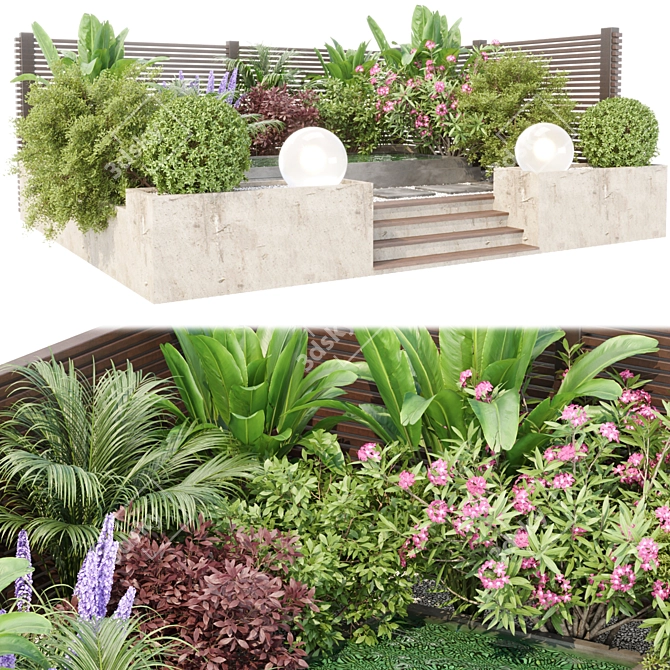 Organic Backyard Landscaping Plants Set 3D model image 1