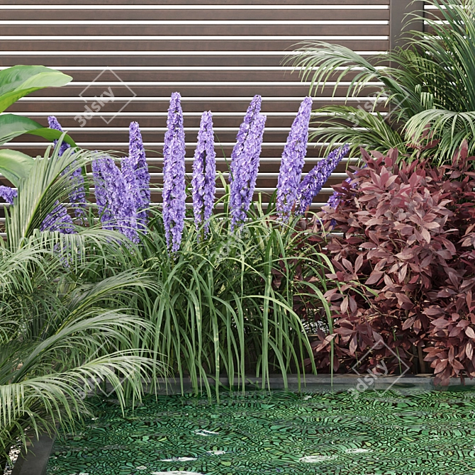 Organic Backyard Landscaping Plants Set 3D model image 4