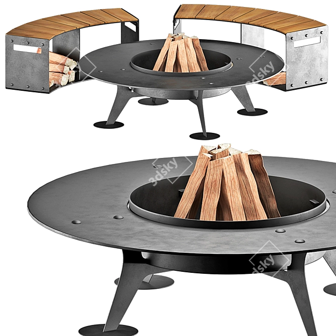 Compact BBQ Fireplace Kit 3D model image 4