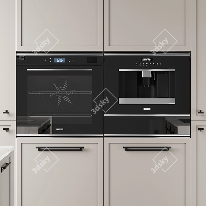 Modern Uptown Kitchen with Franke, Elica 3D model image 5