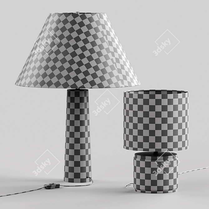 Natural Travertine Table Lamps Duo 3D model image 4
