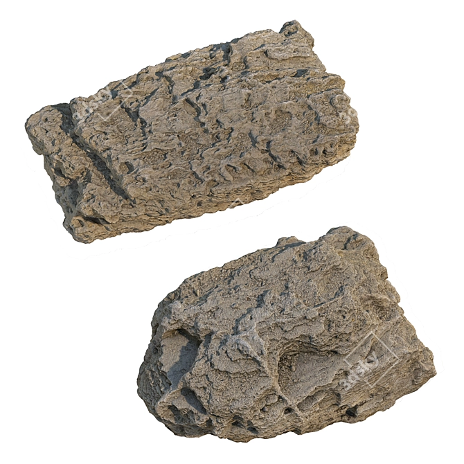 Sandstone Landscape Stones Set 3D model image 2