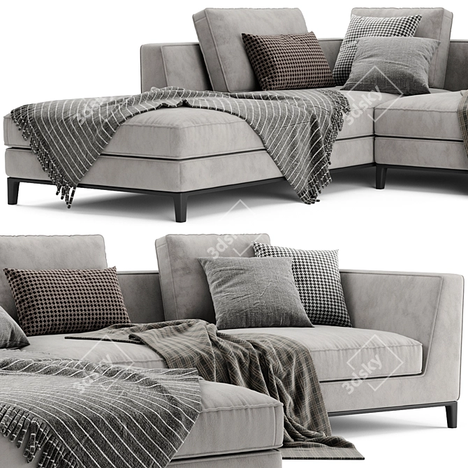 Modern Italian Chaise Longue Sofa 3D model image 3