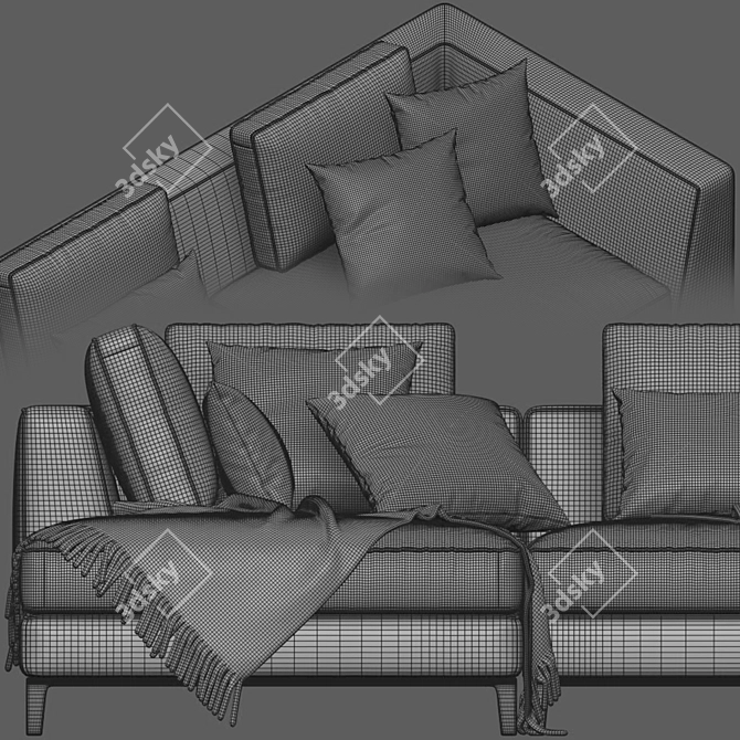 Modern Italian Chaise Longue Sofa 3D model image 5