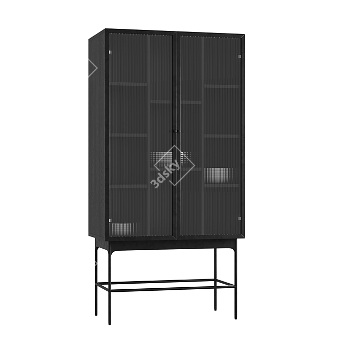Ethereal Oak Glass Highboard 3D model image 2