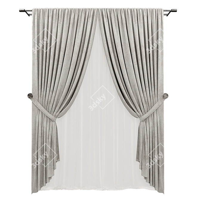 Polyester Curtain Panel Set 3D model image 1