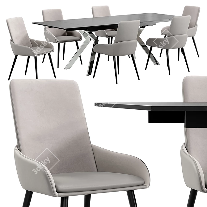 Modern Dining Chair and Table 3D model image 1