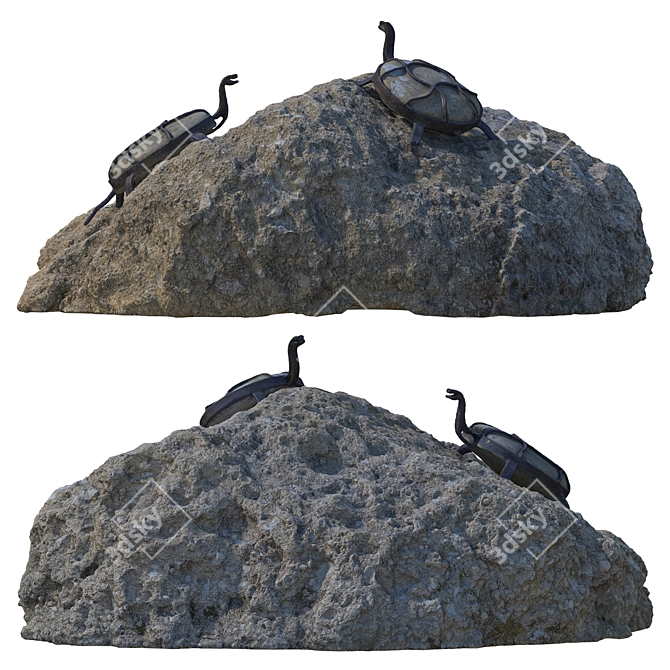 Decorative Stone with Turtle Accents 3D model image 3