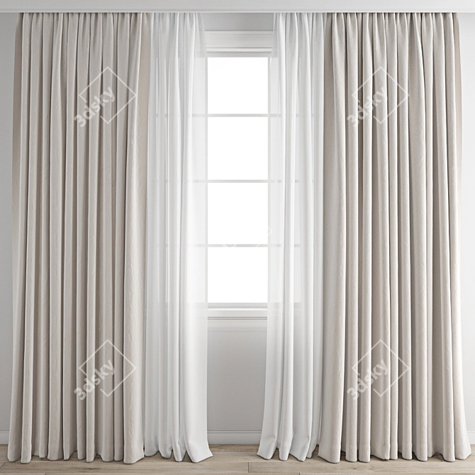 Detailed Curtain 3D Model Kit 3D model image 1