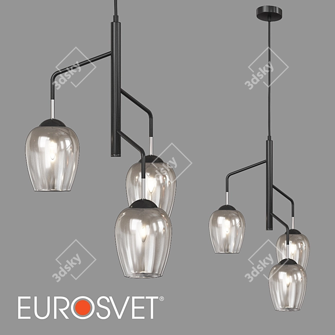 Eurosvet 3-Light Glass Pendant 3D model image 1
