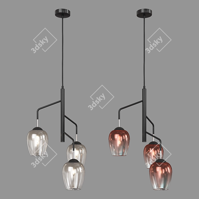 Eurosvet 3-Light Glass Pendant 3D model image 3