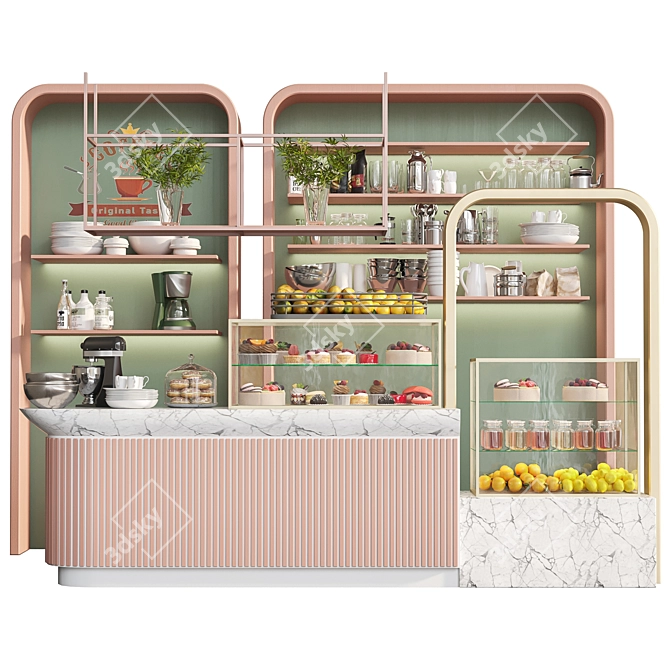 Modern Coffee Spot with Sweets 3D model image 1