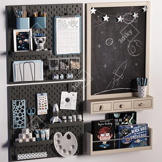 Ikea SKÅDIS Chalkboard Pegboard Organizer 3D model image 6