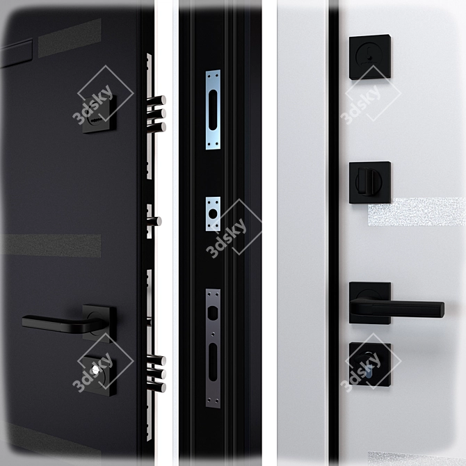 Safira Entry Metal Door, 900x2050mm 3D model image 2