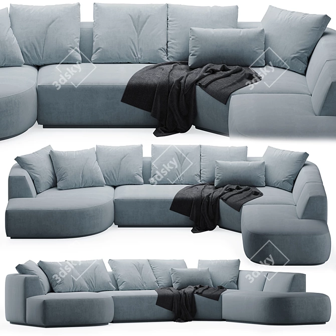 Nathan Anthony Blue Contemporary Sectional 3D model image 1