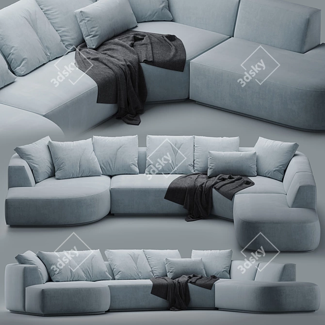 Nathan Anthony Blue Contemporary Sectional 3D model image 2