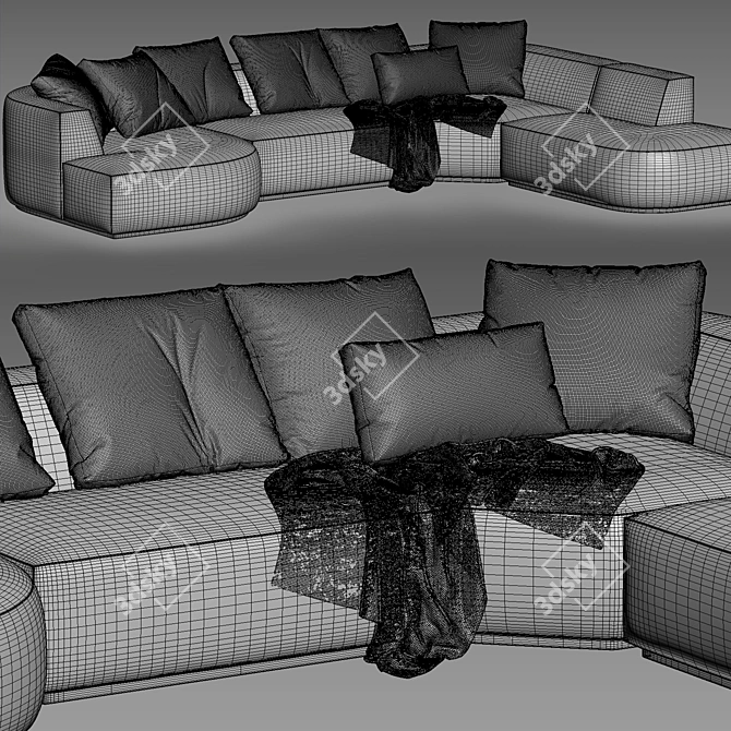 Nathan Anthony Blue Contemporary Sectional 3D model image 7