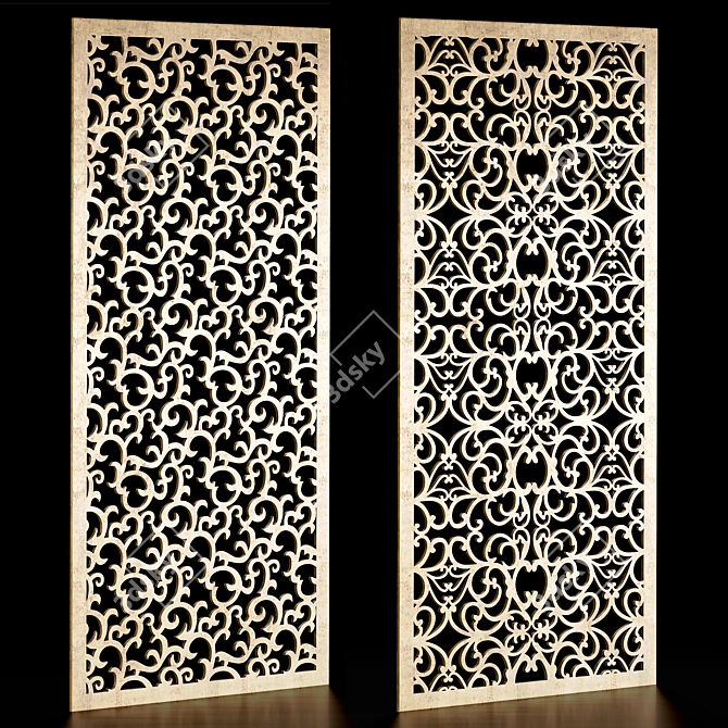 Decorative Panel Set: Floral Ornament 3D model image 1