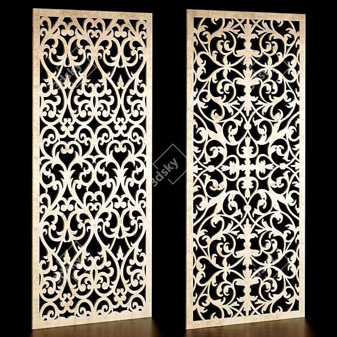 Decorative Panel Set: Floral Ornament 3D model image 2