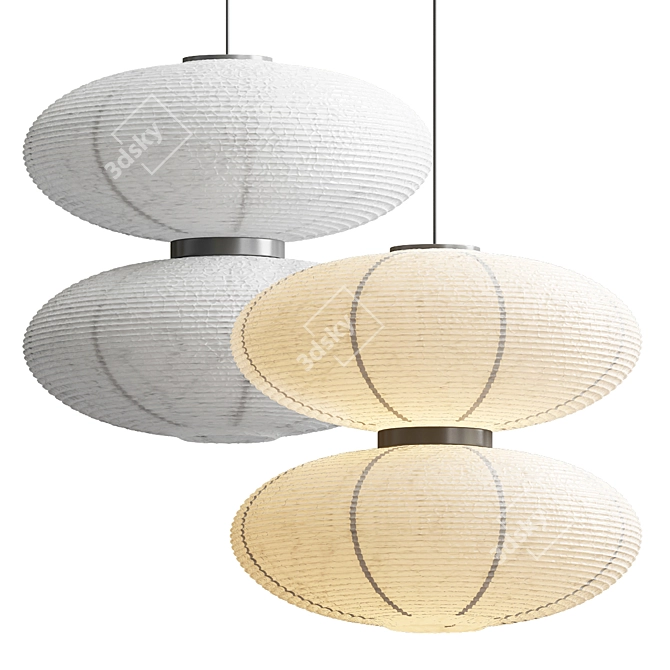 Modern White Dual Pendant Lamp 3D model image 1