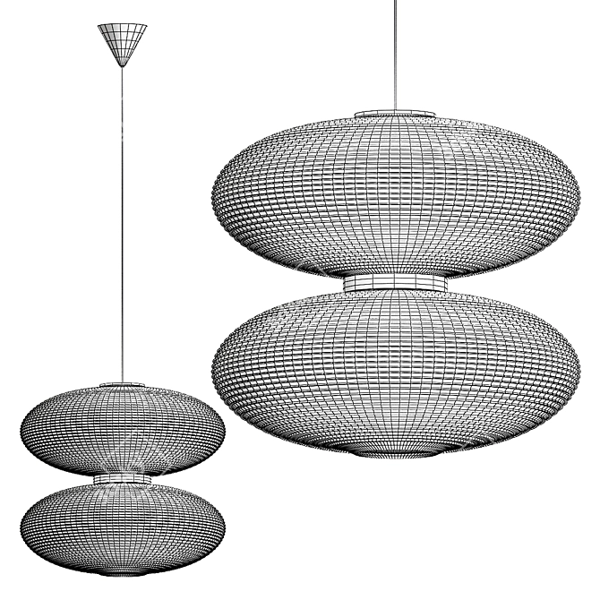 Modern White Dual Pendant Lamp 3D model image 2