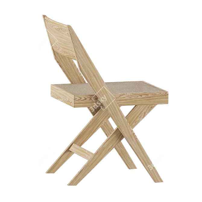 Handcrafted Wooden Library Chair 3D model image 2