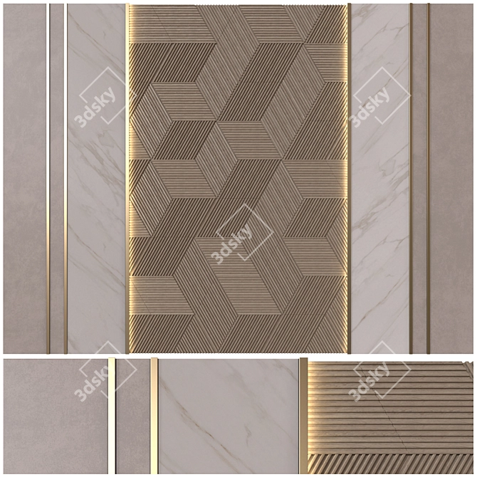 Modern 3D Wall Panel Model 3D model image 1