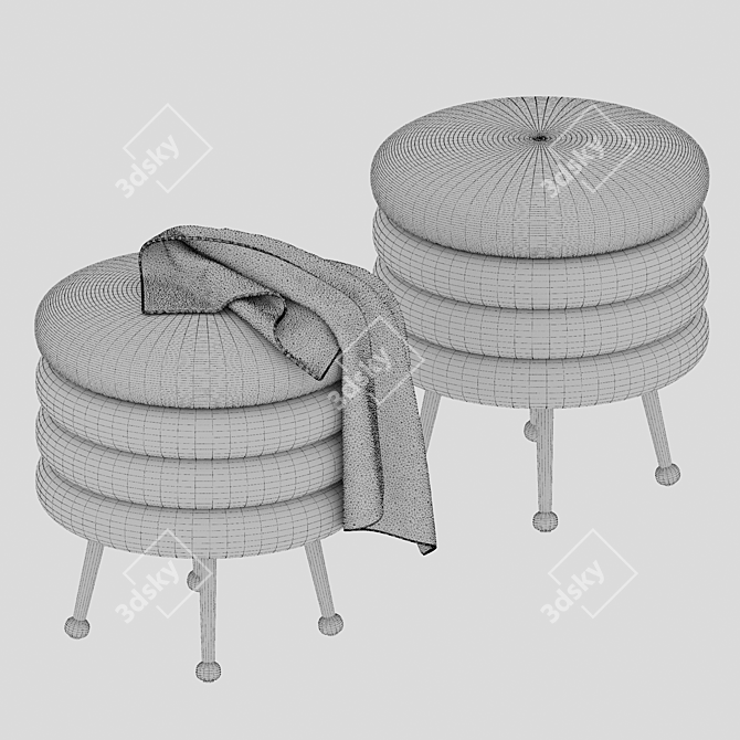 Stacked Pancake Pouf: Unique Design 3D model image 3