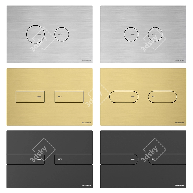 Inox Flush Buttons for Installation 3D model image 1