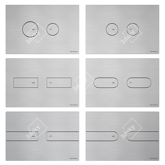 Inox Flush Buttons for Installation 3D model image 2