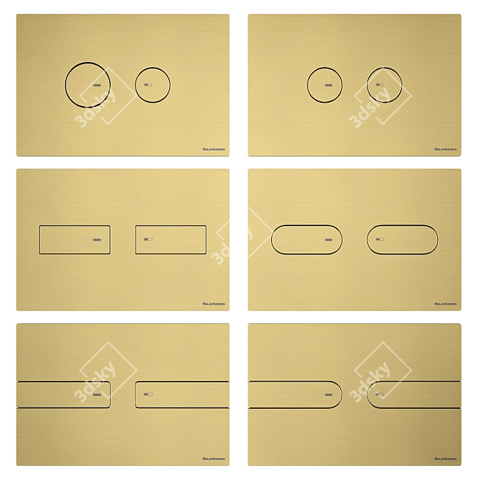 Inox Flush Buttons for Installation 3D model image 3