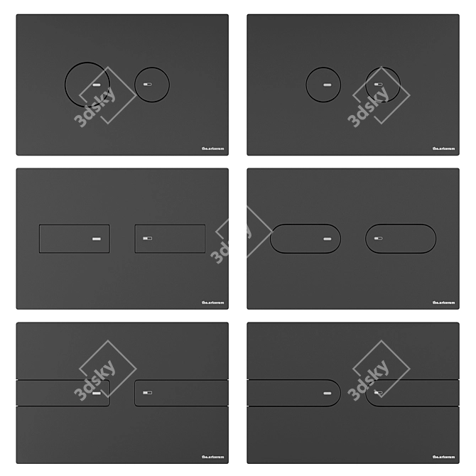 Inox Flush Buttons for Installation 3D model image 4