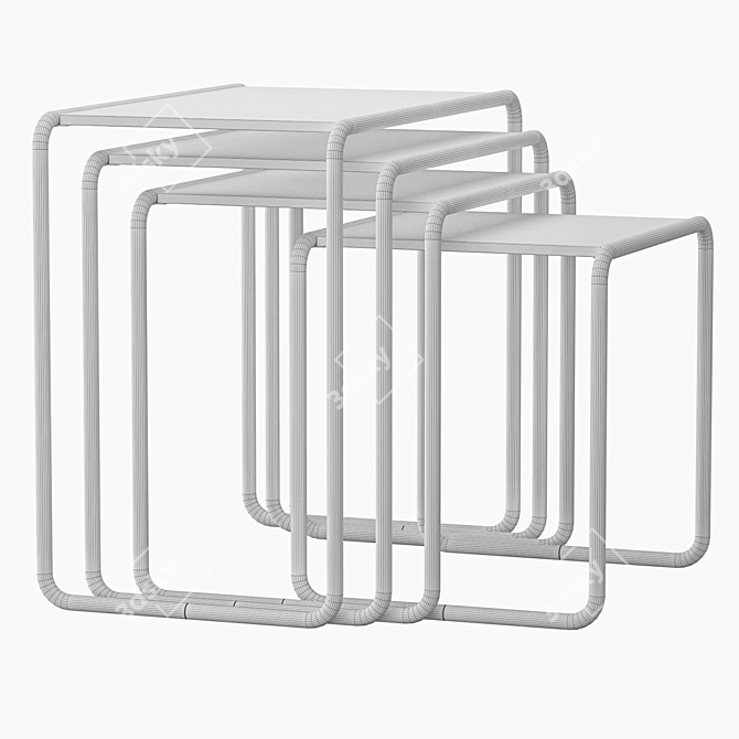 Modern Glass Tables Set by Thonet 3D model image 5