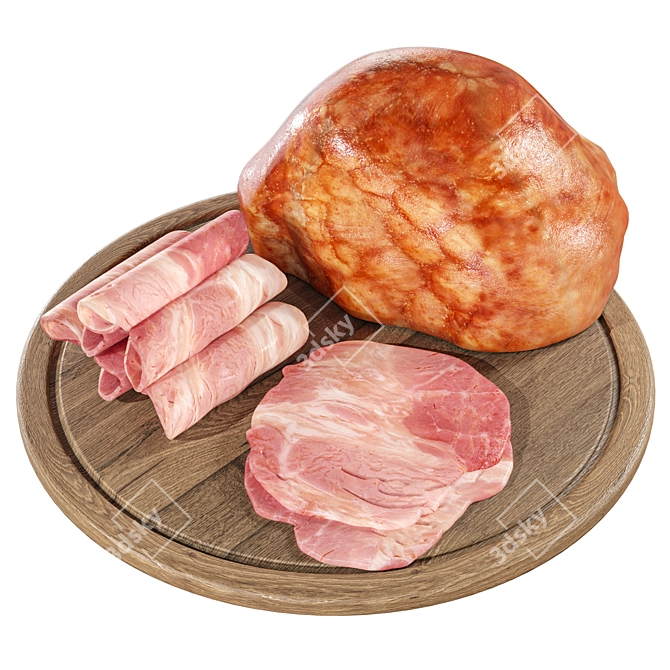 Bacon Model with Cutting Board 3D model image 1