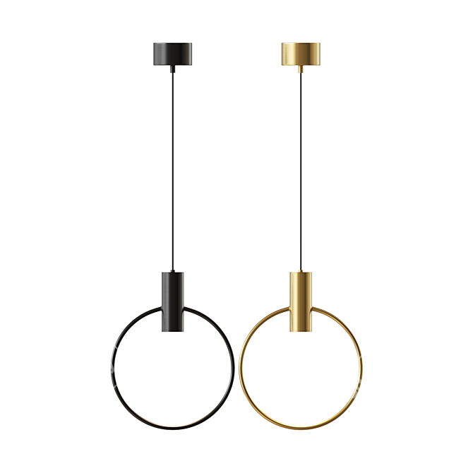 Elegant LED Brass Pendant Light 3D model image 3