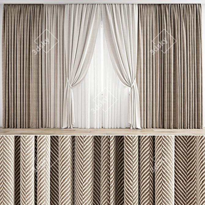 Polygonal Curtain 3D Model Kit 3D model image 1