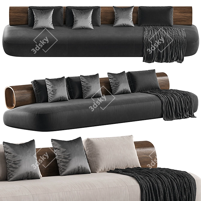 Bamboo-Infused Modern Sofa Model 3D model image 1