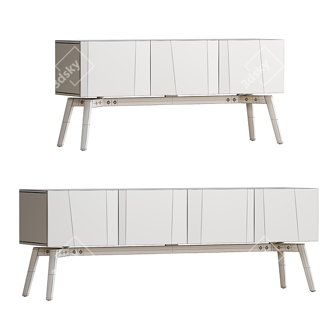 Modern White Lacquer Credenza Design 3D model image 3