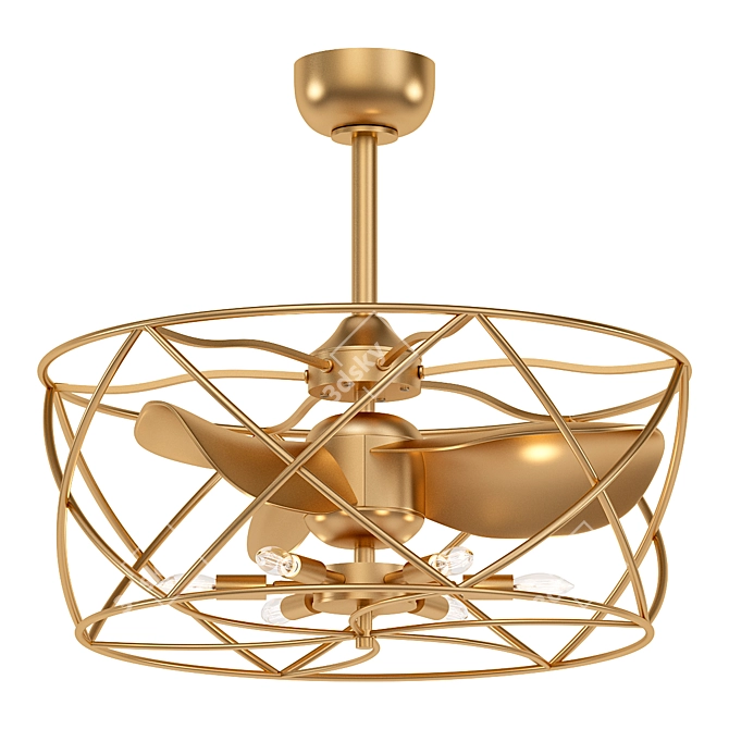 Sophisticated Matte Gold Ceiling Fan 3D model image 1