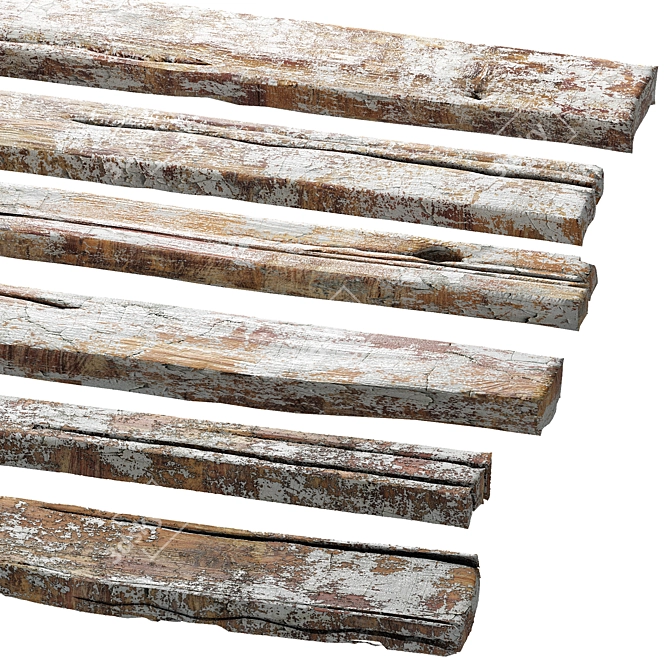Vintage Painted Board Set 3D model image 1