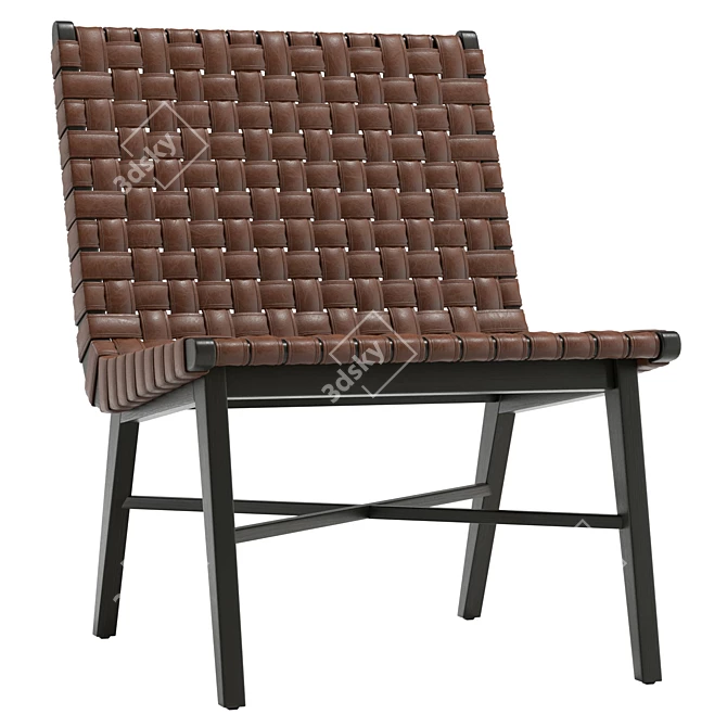 Modern Woven Accent Chair, Real-scale 3D model image 1