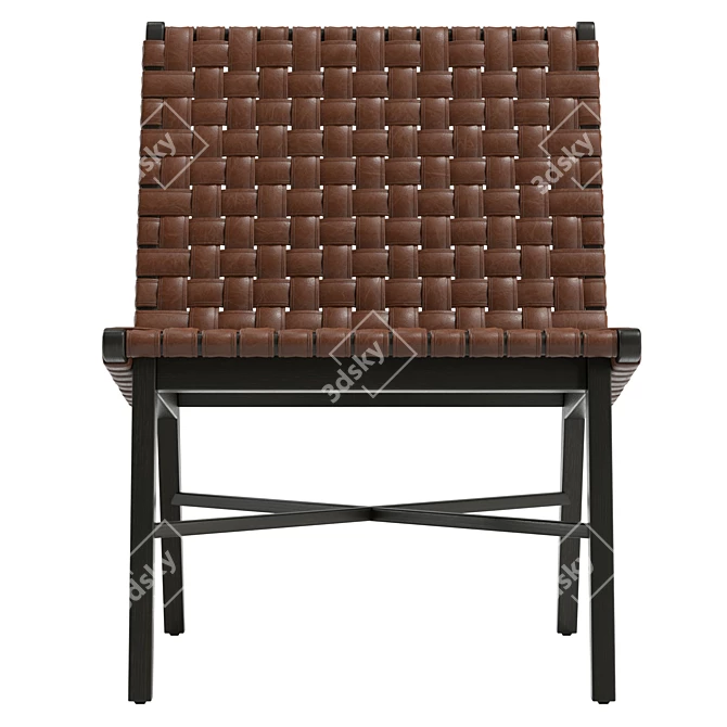 Modern Woven Accent Chair, Real-scale 3D model image 2